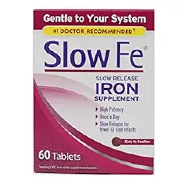 Slow Fe, High Potency Iron 45 mg, Slow Release - 60 Tablets