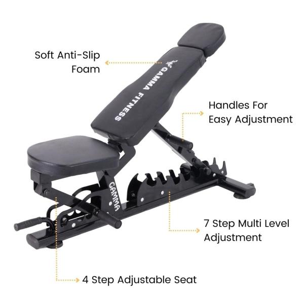 Gym Bench 900, Max Weight 300 kg, 7 Incline levels, With Wheels, Advanced - One