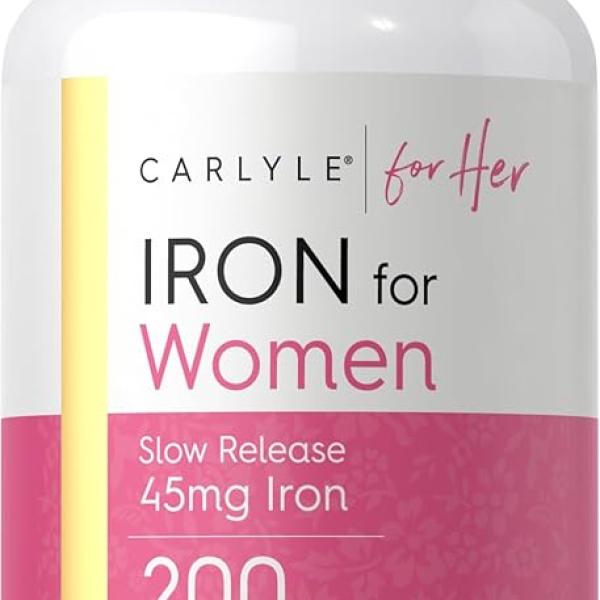 Iron Supplement for Women 45mg | 200 Tablets | Vegetarian, Non-GMO, Gluten Free ...