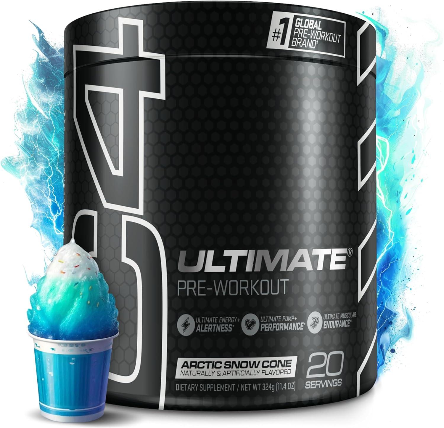 C4 Ultimate Pre Workout Powder Arctic Snow Cone - Sugar Free Preworkout Energy ...
