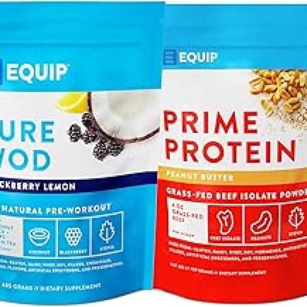 Equip Foods Purewod Natural Pre-Workout Energy Powder & Prime Protein Powder ...