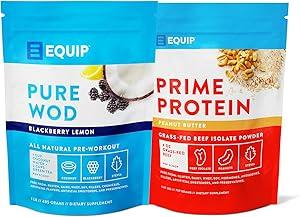 Equip Foods Purewod Natural Pre-Workout Energy Powder & Prime Protein Powder ...