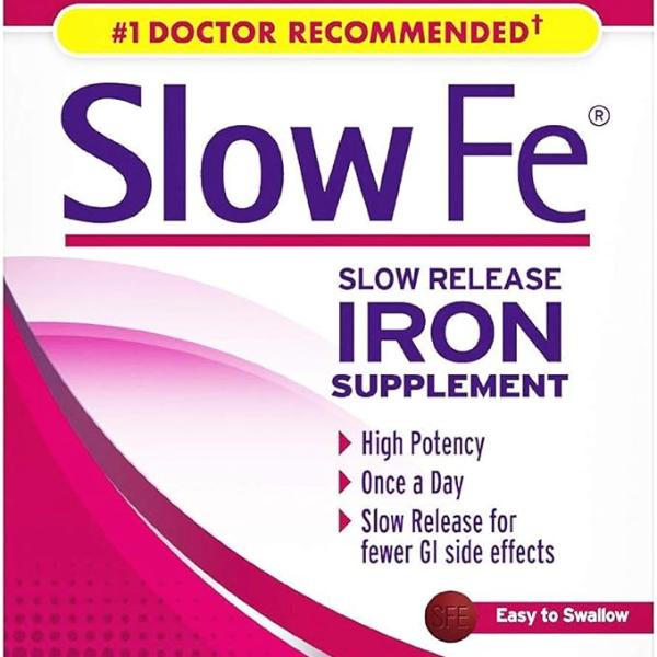 Slow Fe Slow Release Iron Tablets, 60-Count Boxes (Pack of 2)