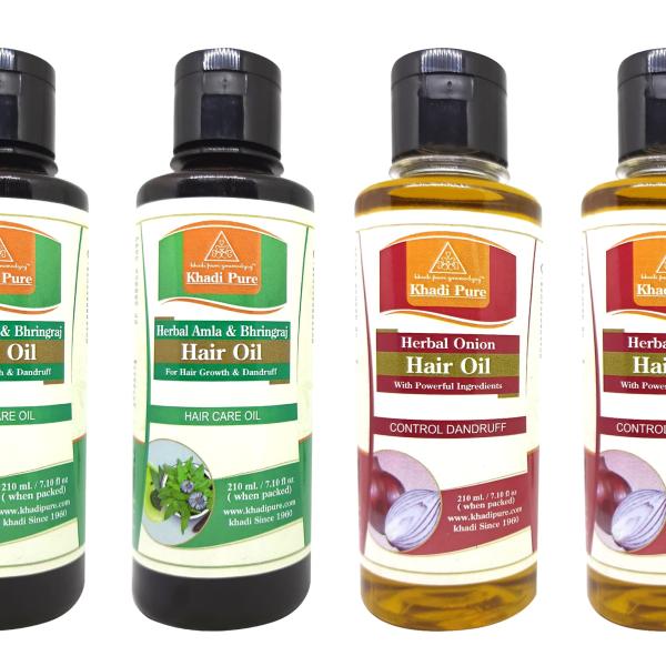 Khadi Pure Herbal Amla & Bhringraj & Onion Hair Oil (210ml Each) (Combo Of 4) Oil · Volumising
