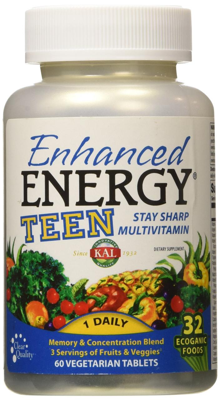 KAL, Enhanced Energy , Teen, Multivitamin, 60 VegTabs
