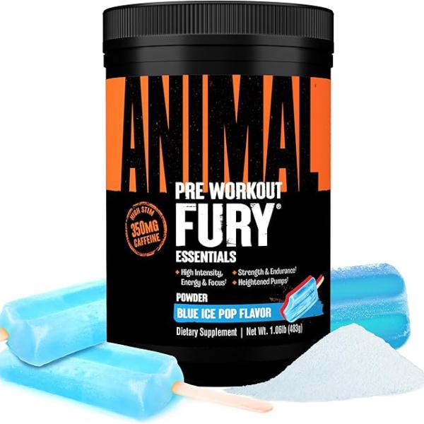 Animal Fury - Pre Workout Powder Supplement for Energy and Focus - 5g BCAA, 350mg .