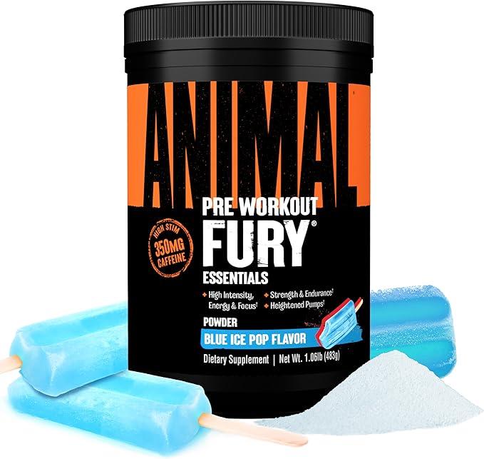 Animal Fury - Pre Workout Powder Supplement for Energy and Focus - 5g BCAA, 350mg .